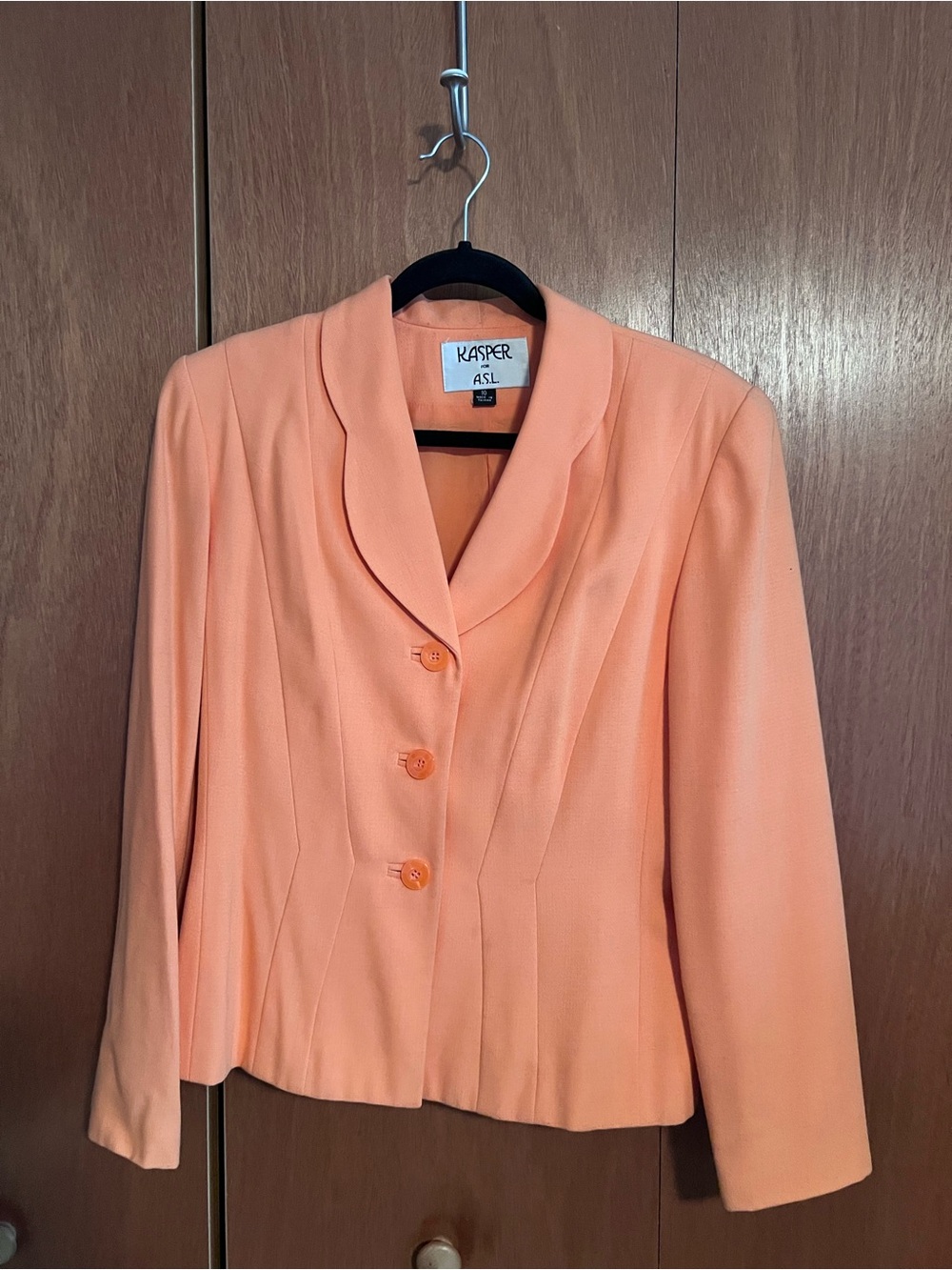 Kasper Peach Tailored Shawl-Collar Blazer